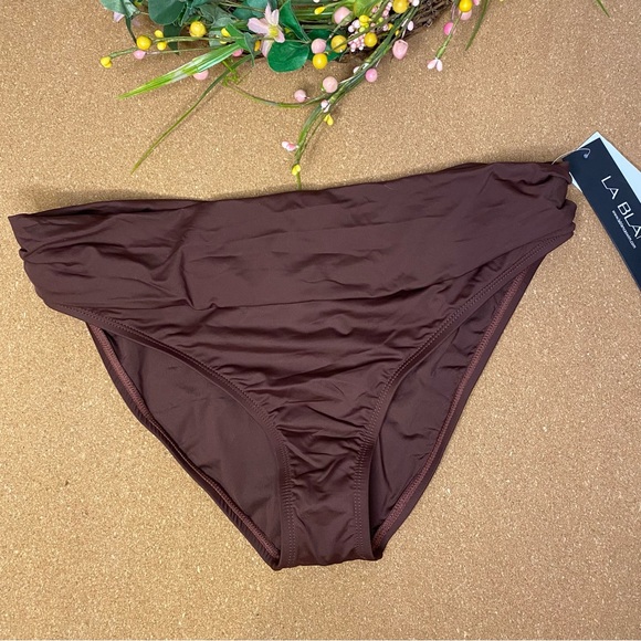 La Blanca Island Goddess Shirred Band Hipster Bottom Java Size 10 - Picture 2 of 14